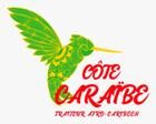 Logo Côte Caraïbe couleur, colibri vert et texte rouge